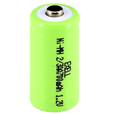 Exell Battery 2/3AA NiMH 700mAh 1.2V Button top Rechargeable Battery EBC-506